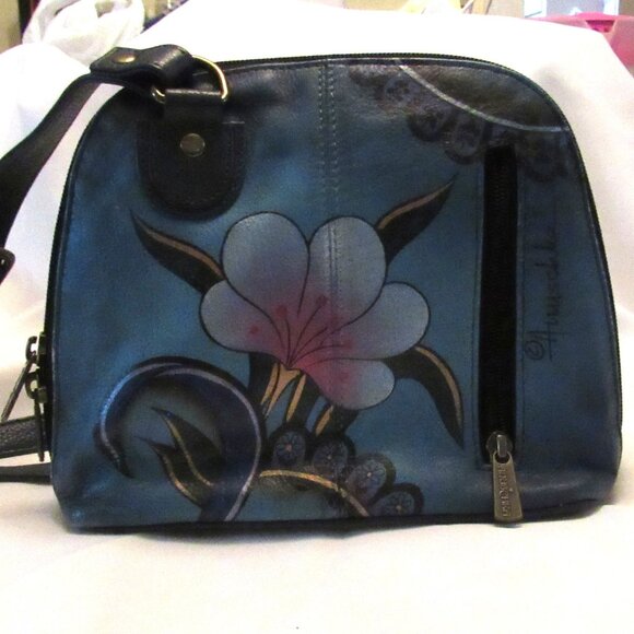 Anuschka Denim Paisley Floral Small Multi Compartment Zip-Around Organizer 8109 - Picture 1 of 8